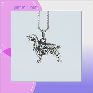Cocker Spaniel Sterling Silver Pendant viewed in 3d rotation