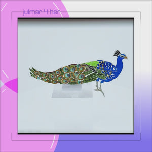 Peacock Sterling Silver plated Pin with Enamels viewed in 3d rotation