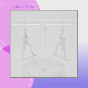 Dog & Cat Companions Sterling Silver dangle Earrings viewed in 3d rotation