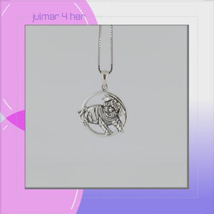 Pug Dog Pendant in Sterling Silver viewed in 3d rotation