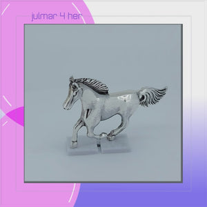 Horse Running Sterling Silver Pin viewed in 3d rotation