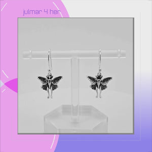 Luna Moth Sterling Silver dangle Earrings viewed in 3d rotation