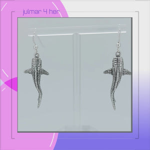 Whale Shark Sterling Silver hook Earrings viewed in 3d rotation