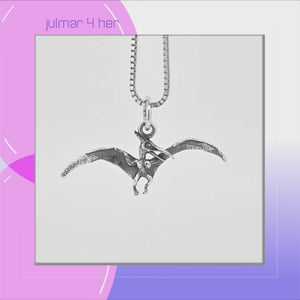 Pterodactyl Dinosaur Sterling Silver Pendant viewed in 3d rotation