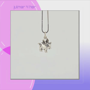 Pig with Wings Sterling Silver Pendant viewed in 3d rotation