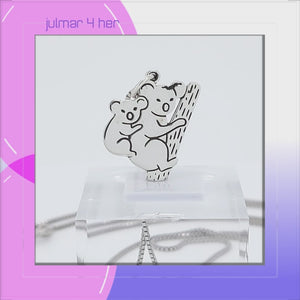 Koala Mum & Baby Sterling Silver Charm Pendant viewed in 3d rotation