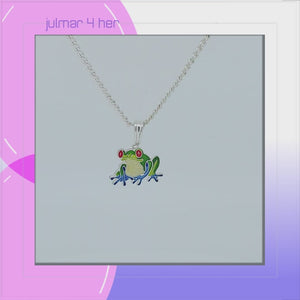 Frog Sterling Silver plated Pendant with Enamels viewed in 3d rotation