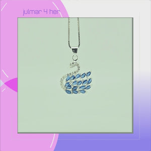 Swan Sterling Silver and Cubic Zirconia Pendant viewed in 3d rotation