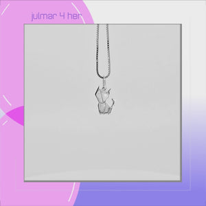 Origami Cat Sterling Silver Pendant viewed in 3d rotation