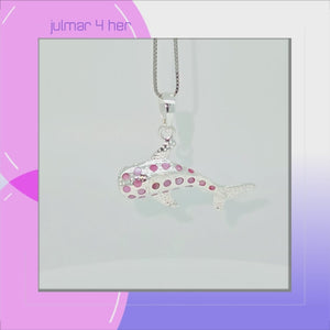 Whale Shark Sterling Silver and Pink dyed Mother of Pearl Pendant viewed in 3d rotation