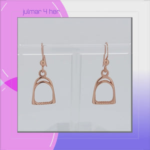 Stirrup Rose Gold & Sterling Silver dangle Earrings viewed in 3d rotation