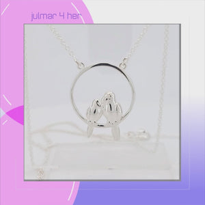 Love Birds Sterling Silver Necklace viewed in 3d rotation