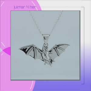 Bat Sterling Silver Pendant viewed in 3d rotation