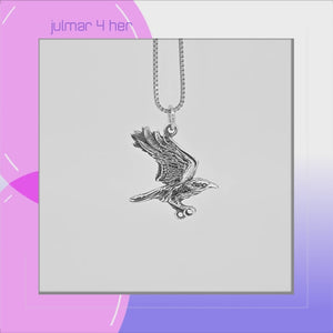 Raven in Flight Sterling Silver Pendant viewed in 3d rotation