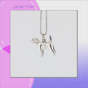 Pointer Dog Pendant in Sterling Silver viewed in 3d rotation