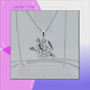 Turtle Sterling Silver Pendant viewed in 3d rotation