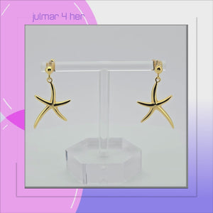 Starfish 18kt Gold Vermeil Dangle Earrings viewed in 3d rotation