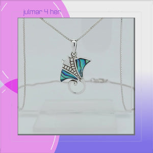 Manta Ray Sterling Silver Pendant with Abalone shell viewed in 3d rotation