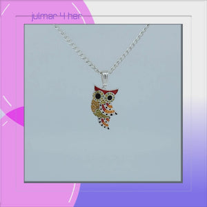 Owl Radiance Sterling Silver plated Pendant with Enamels viewed in 3d rotation