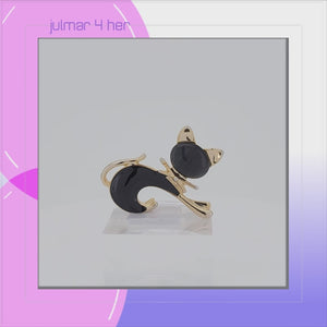 Black Cat Brooch with Enamels viewed in 3d rotation