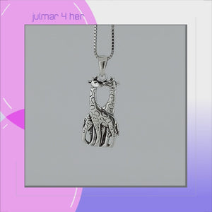 Giraffe Duo Sterling Silver Pendant viewed in 3d rotation