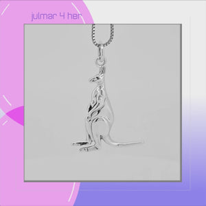 Kangaroo Sterling Silver Pendant viewed in 3d rotation