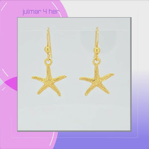 Starfish 18kt Gold Vermeil dangle Earrings viewed in 3d rotation