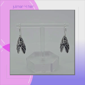 Cicada Sterling Silver dangle Earrings viewed in 3d rotation