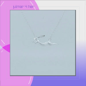 Running Rabbit Sterling Silver Necklace viewed in 3d rotation