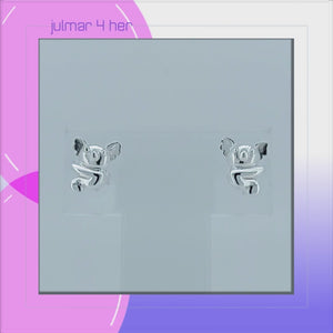 Koala Sterling Silver Earrings viewed in 3d rotation