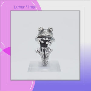 Frog Sterling Silver adjustable Ring viewed in 3d rotation