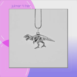 Tyrannosaurus Rex Dinosaur Sterling Silver Pendant viewed in 3d rotation