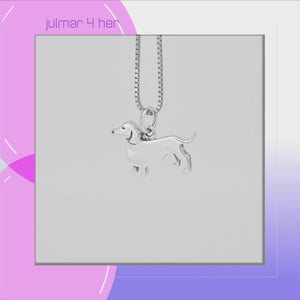 Dachshund Sterling Silver Pendant viewed in 3d rotation