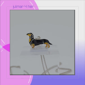 Dachshund Sterling Silver plated Pendant with Enamels viewed in 3d rotation