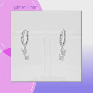 Chihuahua Dog Sterling Silver Cuban Link huggie Earrings viewed in 3d rotation