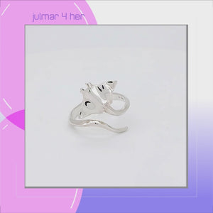 Manta Ray Sterling Silver adjustable Ring viewed in 3d rotation