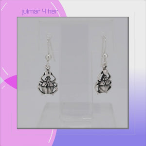 Scarab Beetle Sterling Silver Earrings viewed in 3d rotation