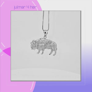 Bison Sterling Silver Pendant viewed in 3d rotation