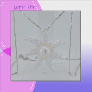 Starfish Sterling Silver Pendant with Freshwater Pearl viewed in 3d rotation