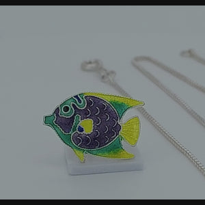 Angelfish Sterling Silver Pendant with Enamels viewed in 3d rotation