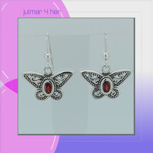 Butterfly Beauty Sterling Silver Earrings with Garnet viewed in 3d rotation