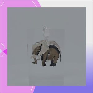 Elephant Sterling Silver plated Earrings with Enamels viewed in 3d rotation