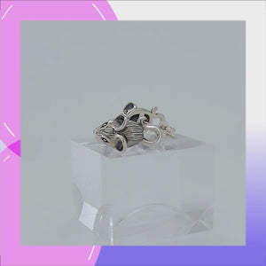 Mouse Sterling Silver post Earrings viewed in 3d rotation