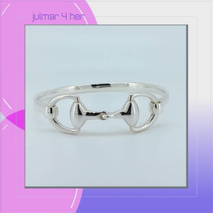 Snaffle Bit solid Sterling Silver Bangle viewed in 3d rotation