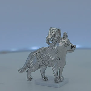 German Shepherd Sterling Silver Pendant viewed in a 3d experience