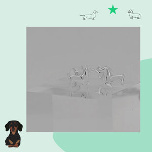 Dachshund Sterling Silver push-back Earrings viewed in 3d rotation