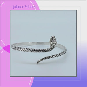 Snake solid Sterling Silver Cuff viewed in 3d rotation