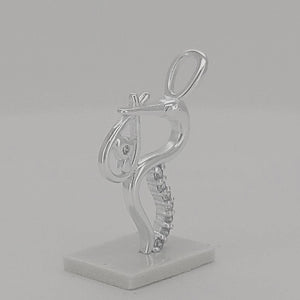 Stork Sterling Silver Pendant with Cubic Zirconia viewed in 3d rotation