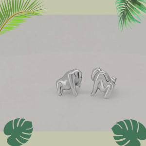 Gorilla Sterling Silver push-back Earrings viewed in 3D rotation