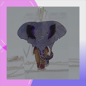 Elephant Sterling Silver plated Pendant with Enamels viewed in 3D rotation
